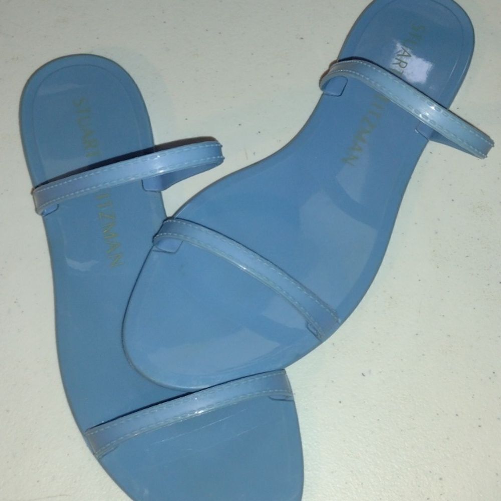 STUART Weitzman Blue Rubber Sandals size 7